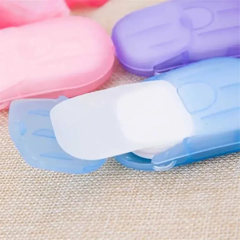 4 box travel soap paper sheets in colorful compact cases for easy portable hygiene