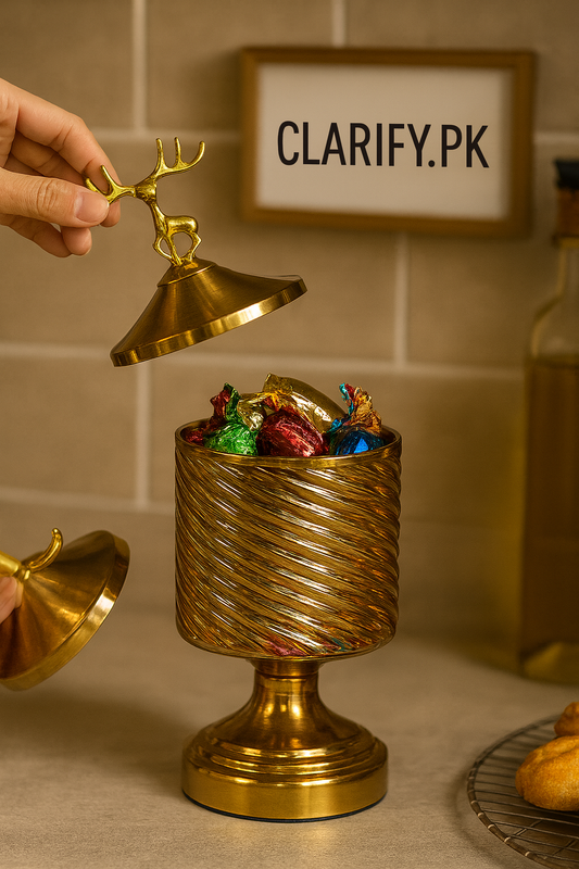 Golden Spiral Deer Glass Jar – Luxury Candy & Snack Storage