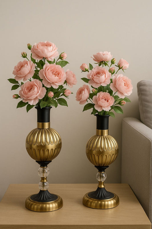 2-Piece Metal Vase Set – Elegant Home Décor (Without Flowers)