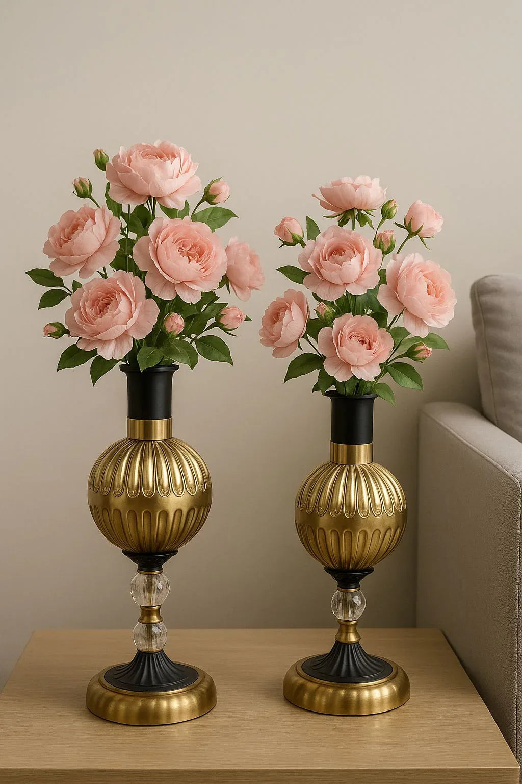 2-Piece Metal Vase Set – Elegant Home Décor (Without Flowers) - Clarify.pk