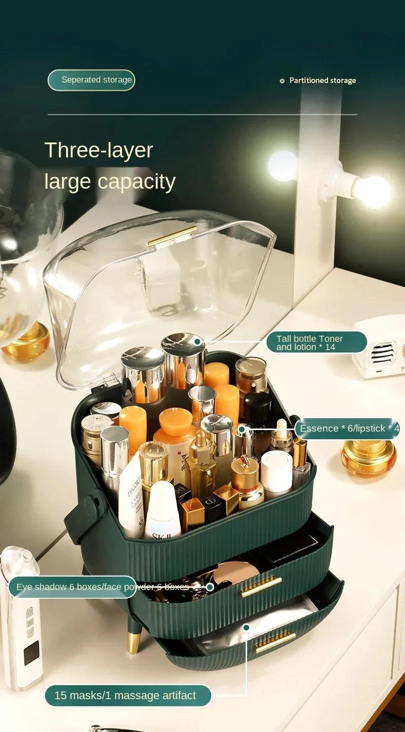 3-Layer Makeup Organizer for Efficient Desktop Storage and Display - Clarify.pk
