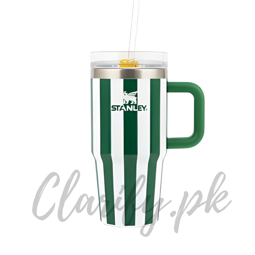 Stanley Style Green Striped Tumbler – Premium Quality