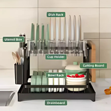 2 Tier Dish Drying Rack with Utensil Holder