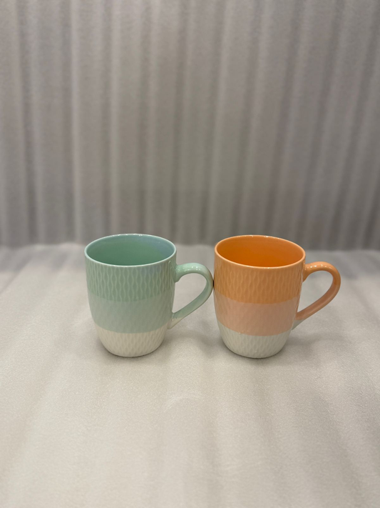 Elegant Dual-Color Ceramic Mug – Modern Textured Design (Each)