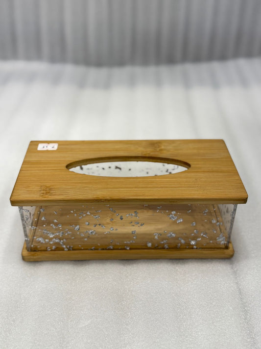 Clear Acrylic Tissue Dispenser with Wooden Accent