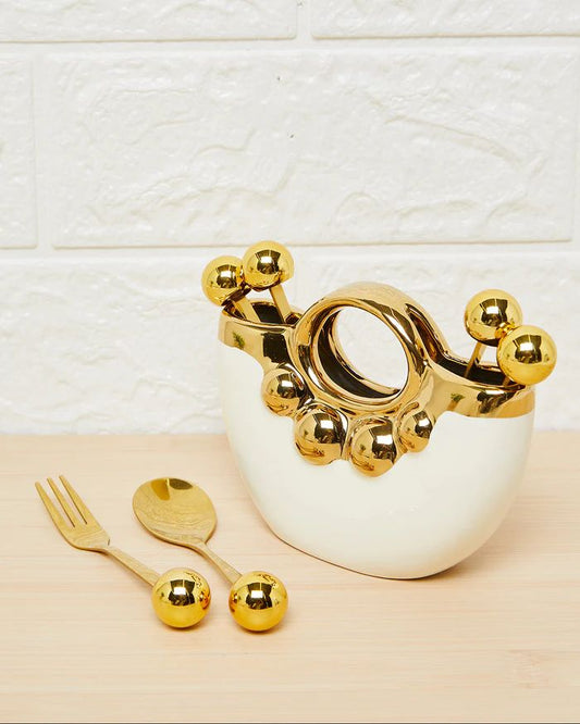 Golden Ceramic 6pcs Fork Set – Luxury Dining Cutlery