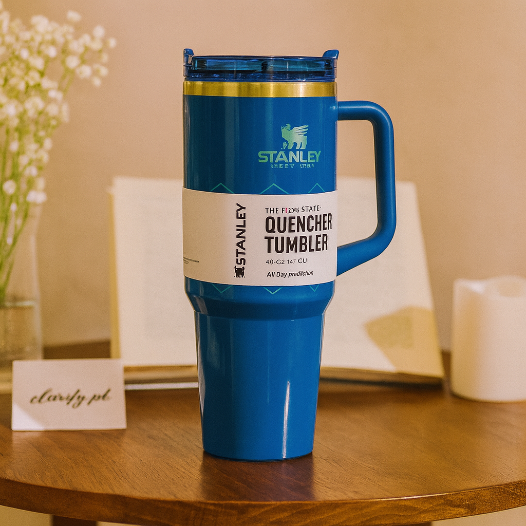 40oz Glossy Stainless Steel Tumbler – 1200ml Stanley Style Drinkware