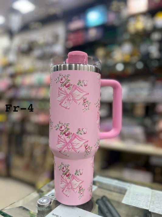 Premium Pink Bow & Roses 40oz Tumbler With Handle – 1200ml