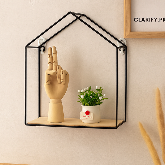 Hut Style Wall Shelf with 1 Tier – Decorative Storage Organizer