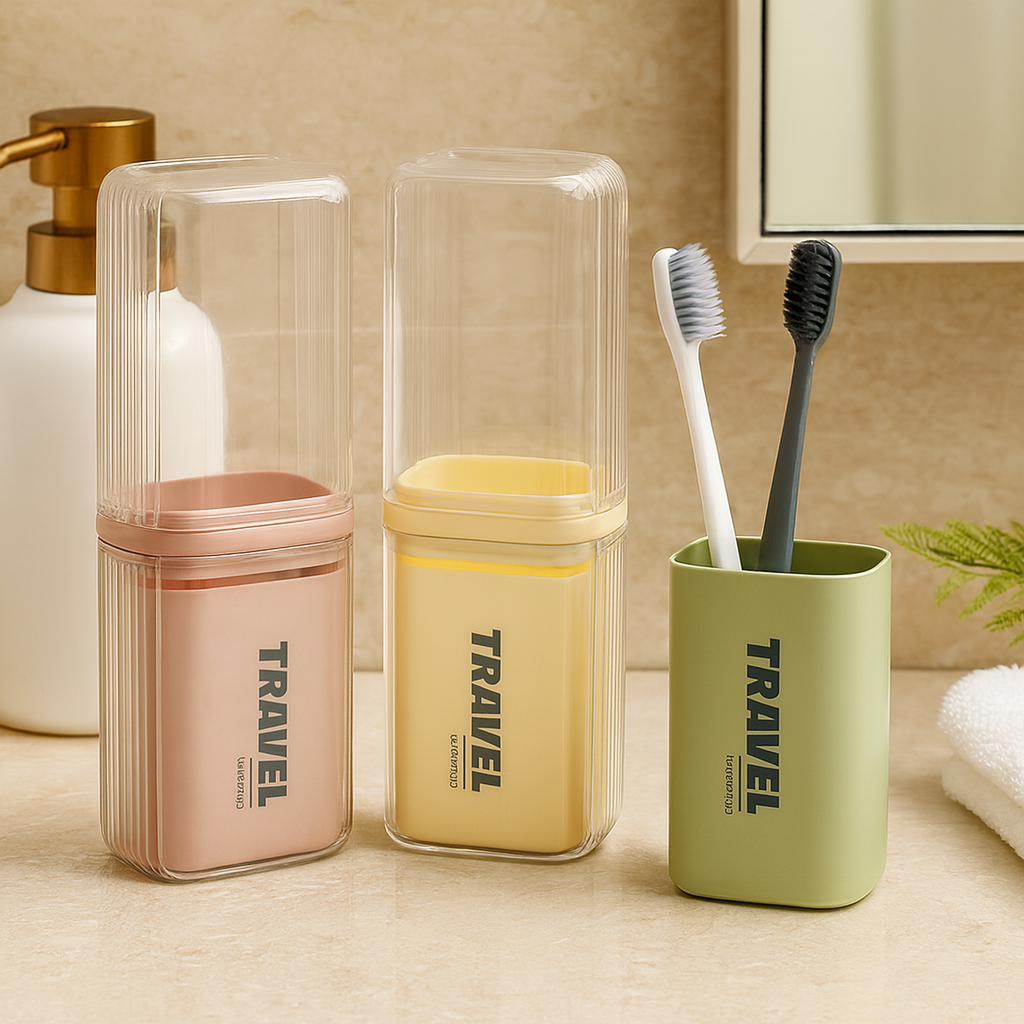 Acrylic Toothbrush Holder Box – Hygienic Bathroom Organizer (Random)