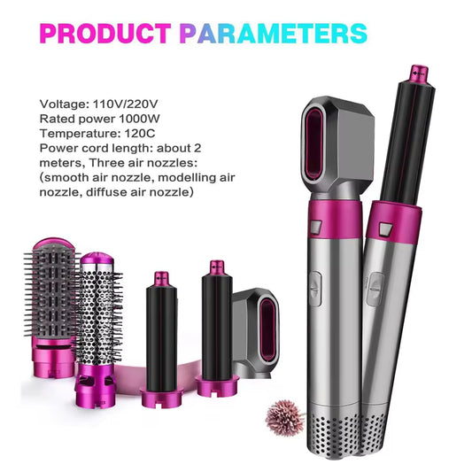 Clarify.pk 5 in 1 hot air brush for hairs with multiple detachable nozzles and 1000W power