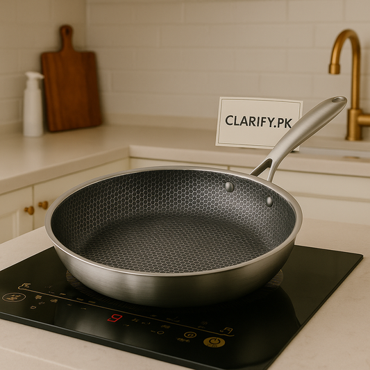 Stainless Steel Wok Pan – Non-Stick Honeycomb Design with Handle