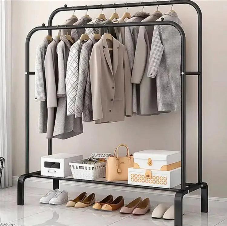 Double Pole Metal Cloth Stand for Home and Office Use