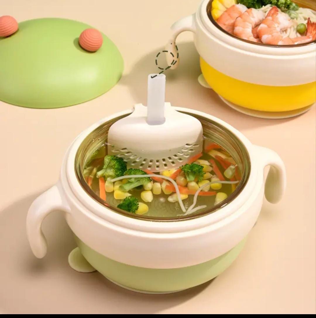 Bamboo Fibre Stainless Steel Soup Bowl with Lid
