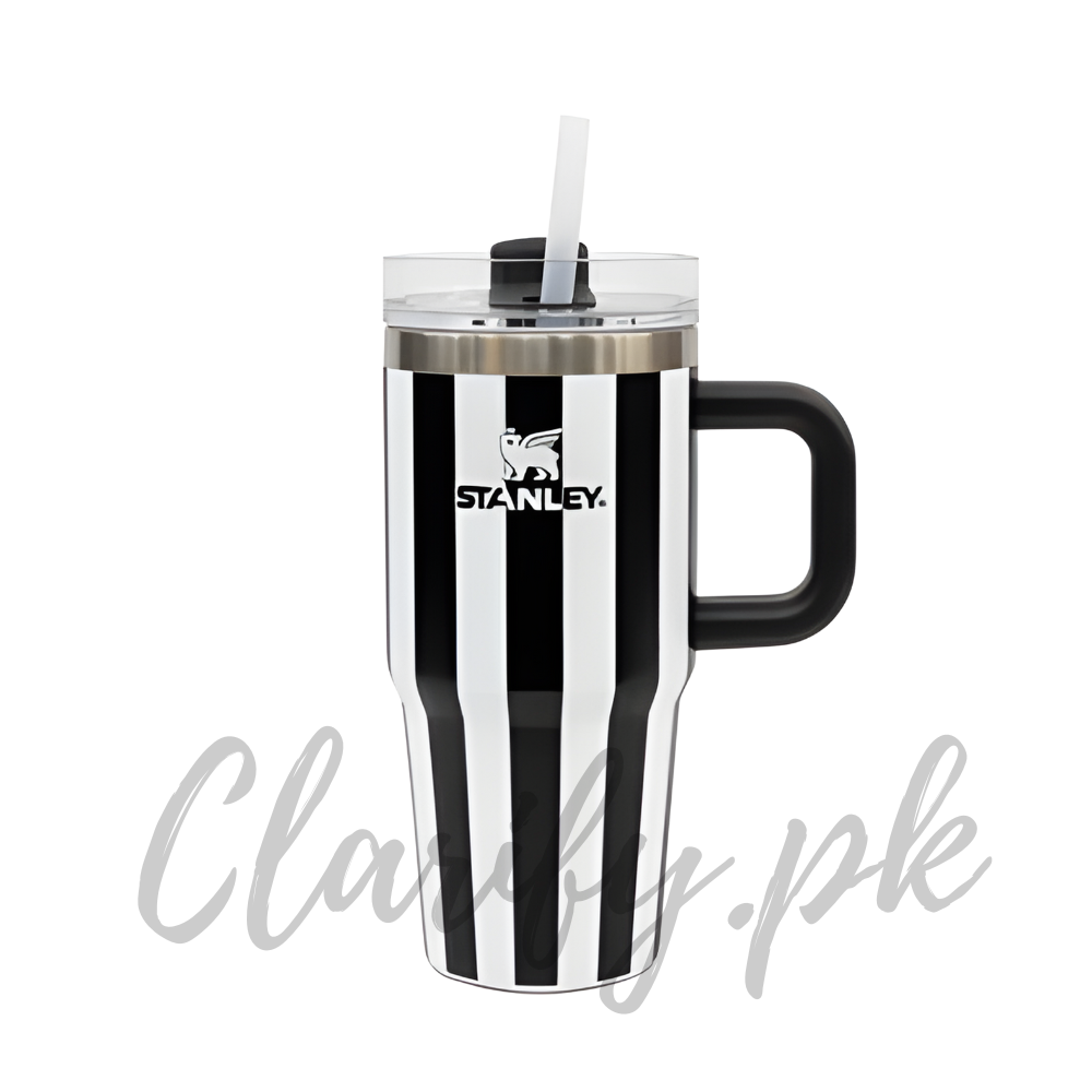 Stanley Style Black Striped Tumbler – Premium Quality