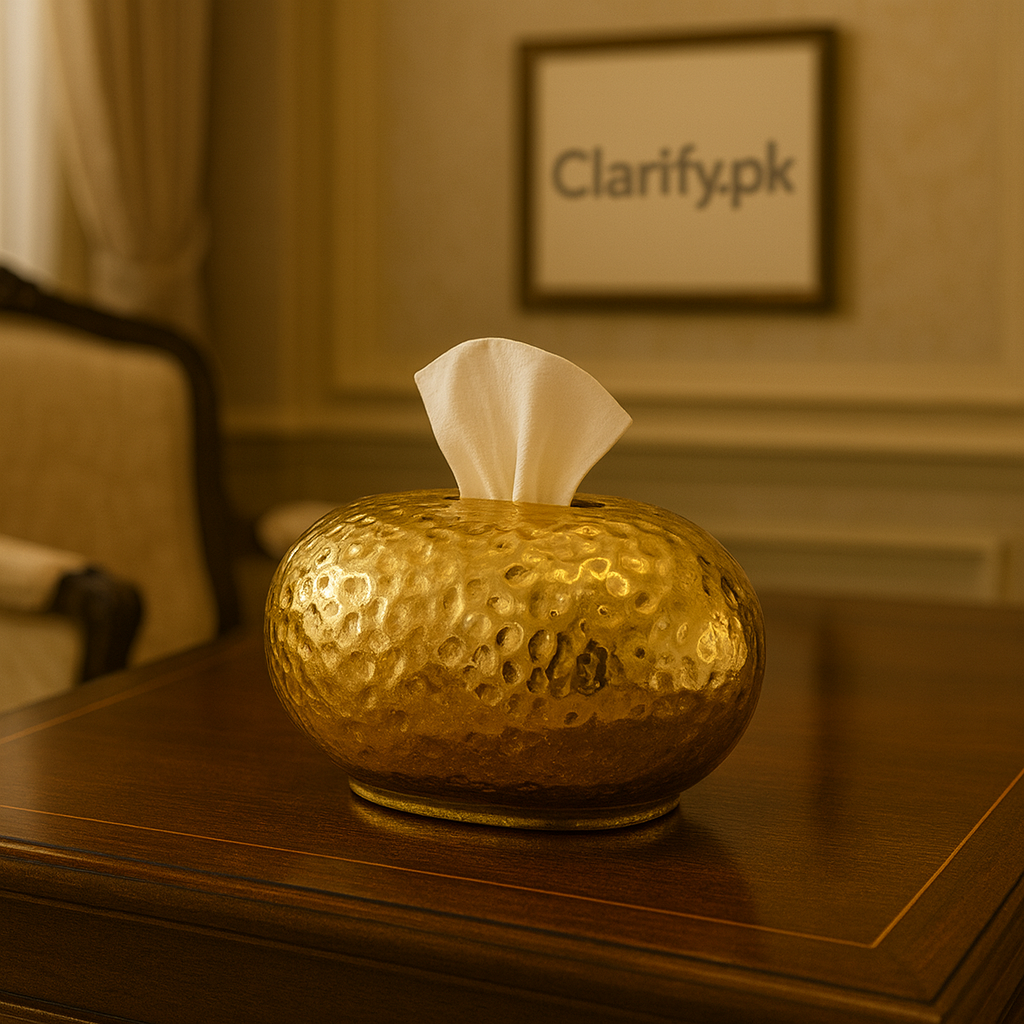 Round Hammered Gold Luxury Tissue Box – Premium Edition