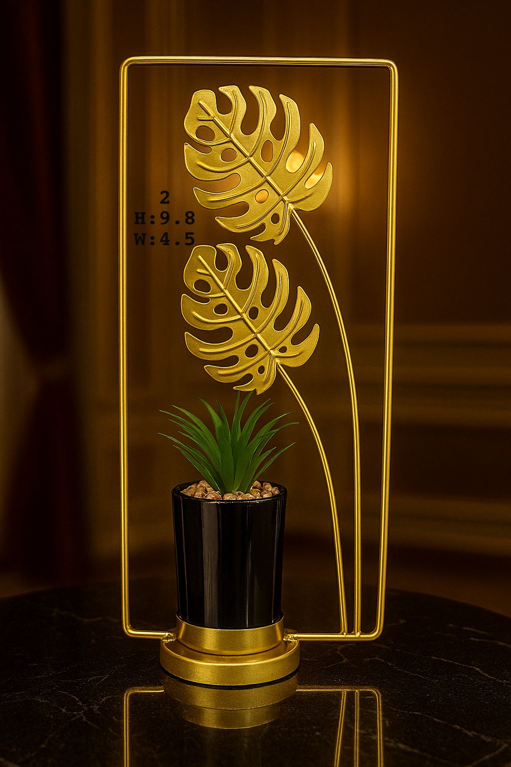 Golden Monstera Leaf Metal Plant Pot - Luxury Home Decor