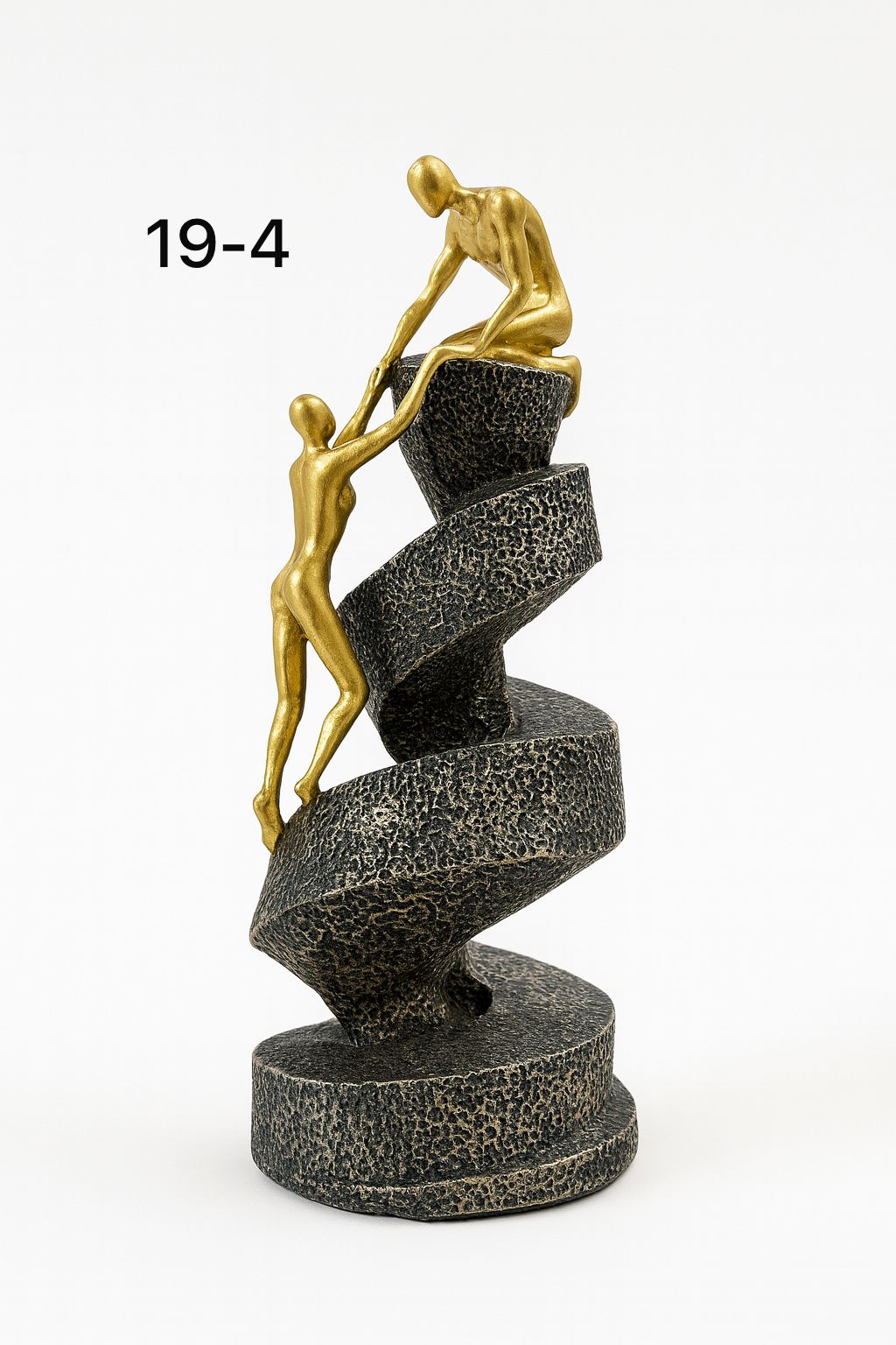 Golden Helping Hand Sculpture – Abstract Spiral Fiber Showpiece