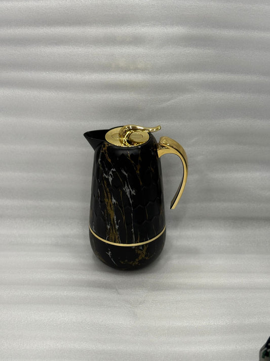 Luxury Black & Gold Thermos Flask – 1L Hot & Cold Vacuum Jug