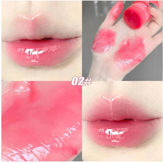 Korean Lip Plumping Balm - Tinted Jelly Moisturizing Lip Care with Mirror - Clarify.pk