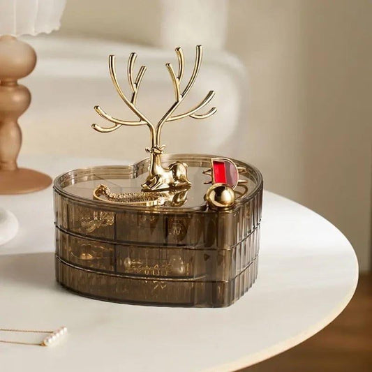 3 Layer Acrylic Deer Jewelry Organizer for Elegant Storage Solutions - Clarify.pk