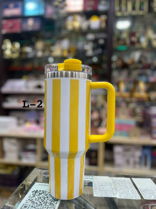 Premium Yellow Stripe 40oz Tumbler – 1200ml Water Bottle