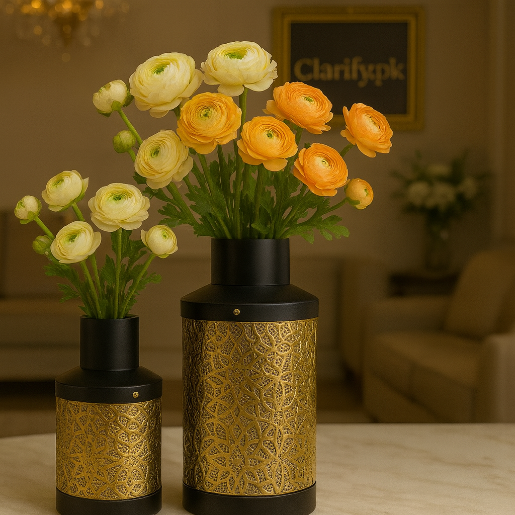 2-Piece Metal Vase Set – Small & Large Home Décor (Without Flowers)