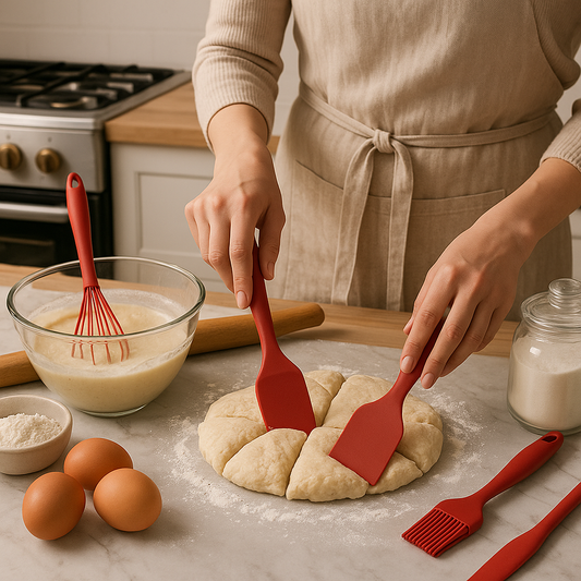 5-Piece Silicone Baking Tool Set – Scraper, Oil Brush, Shovel & Egg Beater (Random Color)