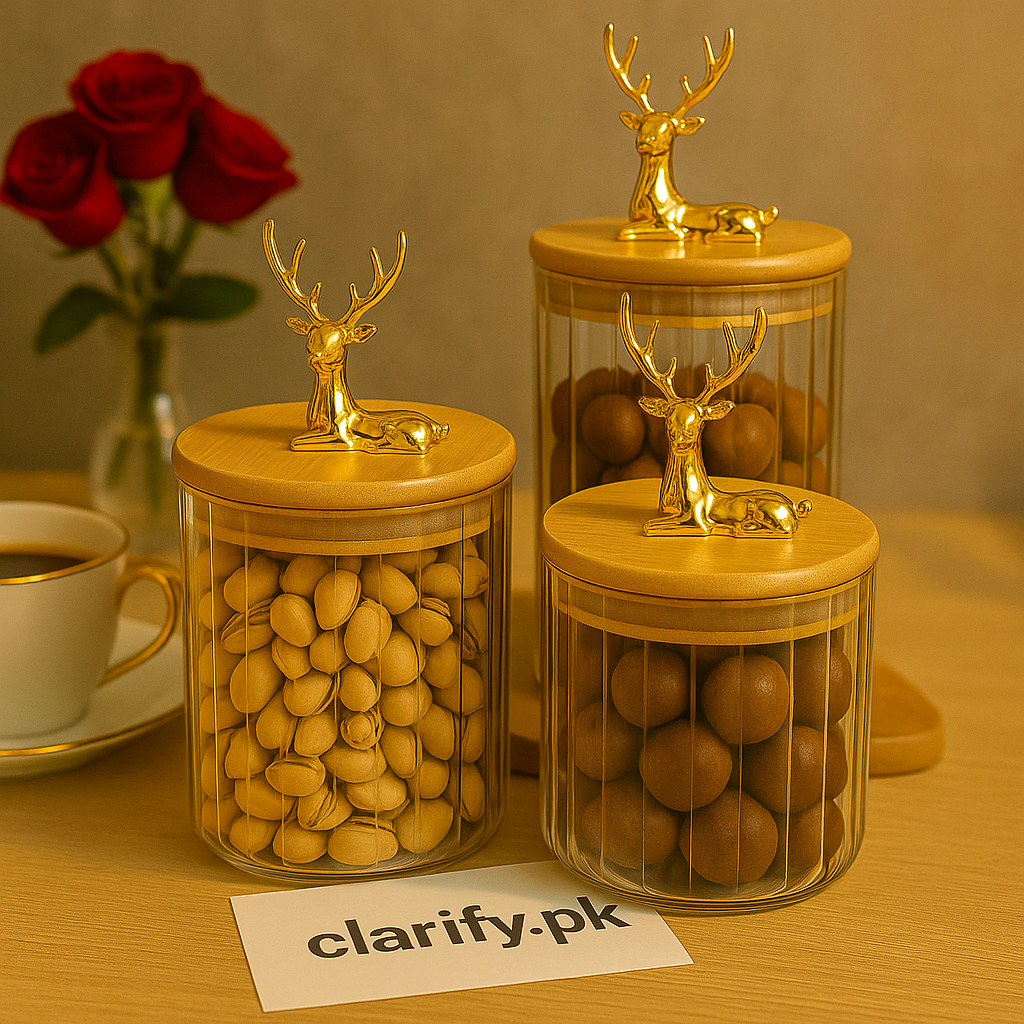 Glass Food Jar with Bamboo Lid - Decorative Storage (Set of 3)