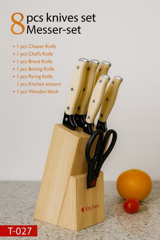 8 Pcs Knives Set with Wooden Block – Kitchen Prince