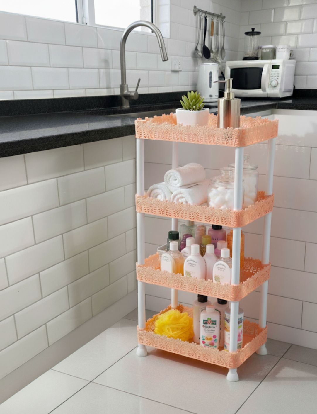 4 Layer Plastic Shelf – Multi-Purpose Storage Rack