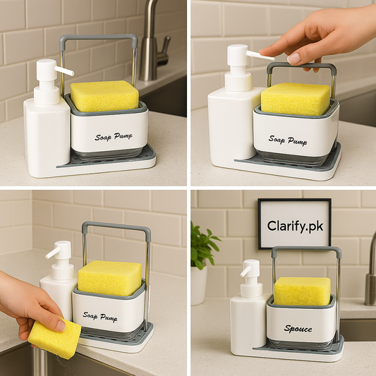 Multi-Functional Kitchen Soap Dispenser with Sponge Holder