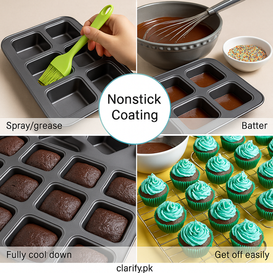 Square Cavity Baking Tray – Non-Stick Mini Muffin & Brownie Pan