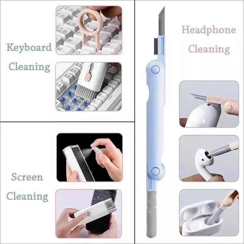 Clarify 7 in 1 keyboard cleaning kit with tools for cleaning keyboard, headphones, and screens