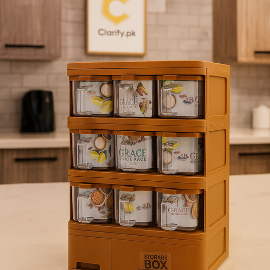 Airtight Masala Storage Box – 12 Jar Spice Rack for Kitchen