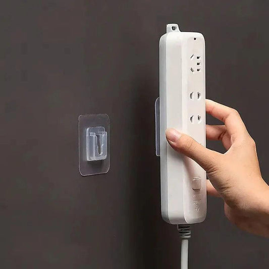 Pack of 4 Transparent Adhesive Wall Hooks, Double-Sided Mounts for Easy Installation - Clarify.pk