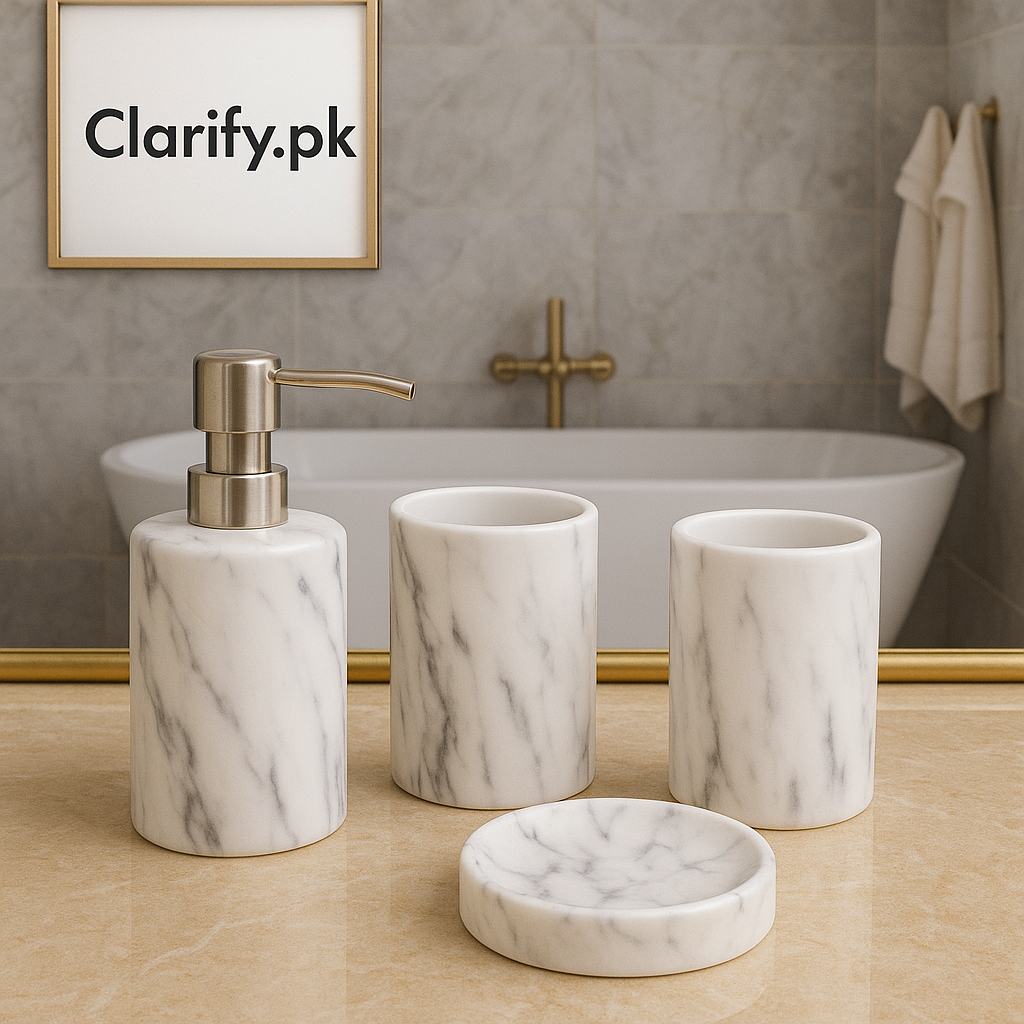 Luxury 4Pcs White Bath Set – Elegant Bathroom Décor