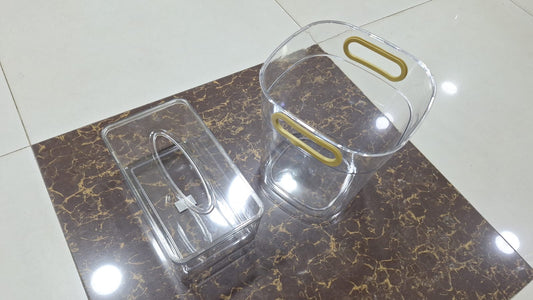 Acrylic Tissue Box & Dustbin Set – Modern Home Organizer
