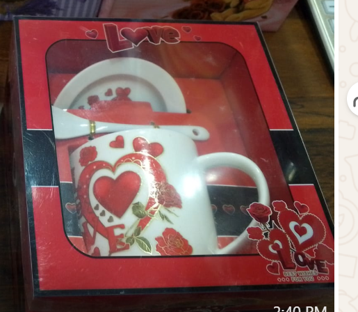 Ceramic 3-Piece Gift Set – Cup, Saucer & Spoon Red “Love” Edition
