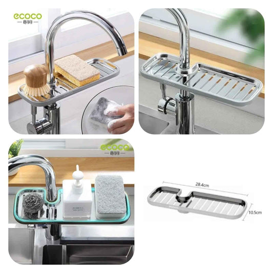 Stainless Steel Faucet Rack, Kitchen Storage Shelf Sponge Dish Cloth Finishing Rack.
