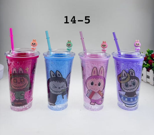 Labubu Printed Straw Tumbler – 750ml (Random Print)