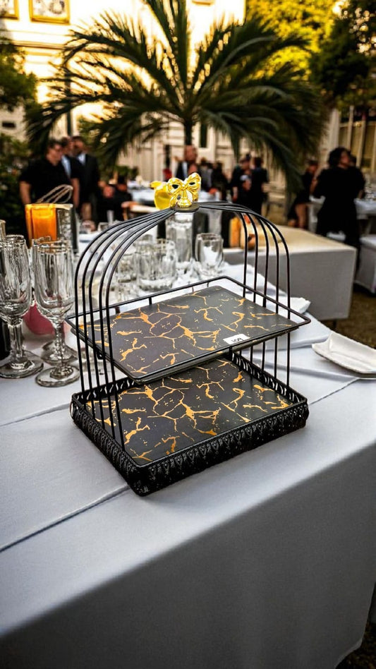 2-Tier Ceramic Dessert Stand – Cake & Cupcake Holder