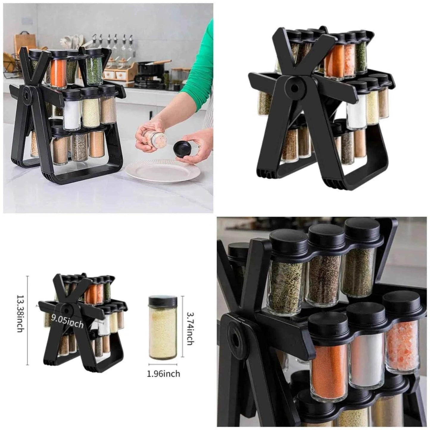 18-Piece Spice Jar Set with Rotating Rack.