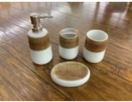 4Pcs Luxury Brown & White Bath Set – Elegant Bathroom Décor