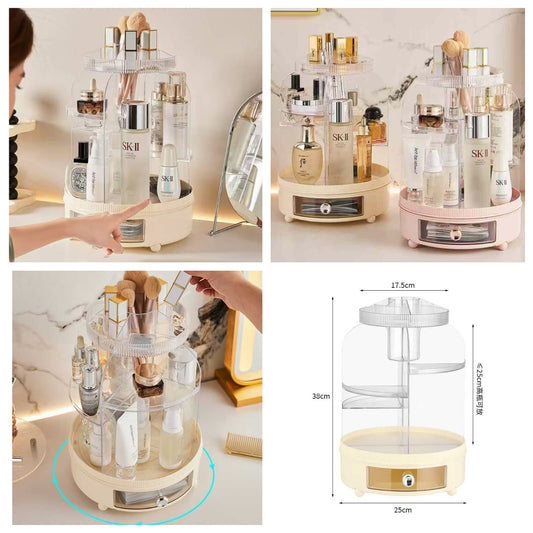 360° Rotating Cosmetics Organizer – Large Capacity Makeup Storage