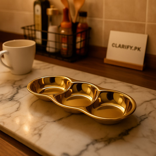 3-Position Stainless Steel Tray – Multi-Compartment Serving Dish