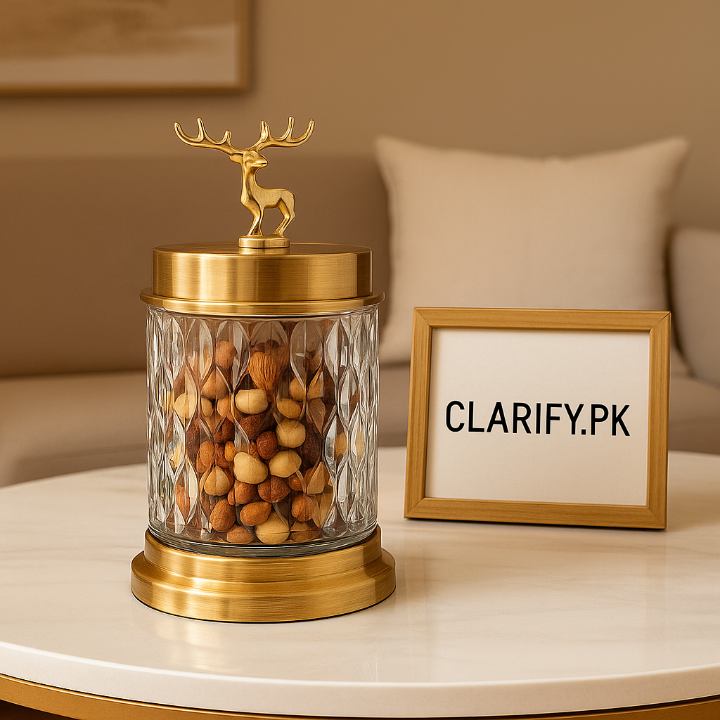 Golden Deer Lid Glass Jar – Premium Candy & Dry Fruit Storage