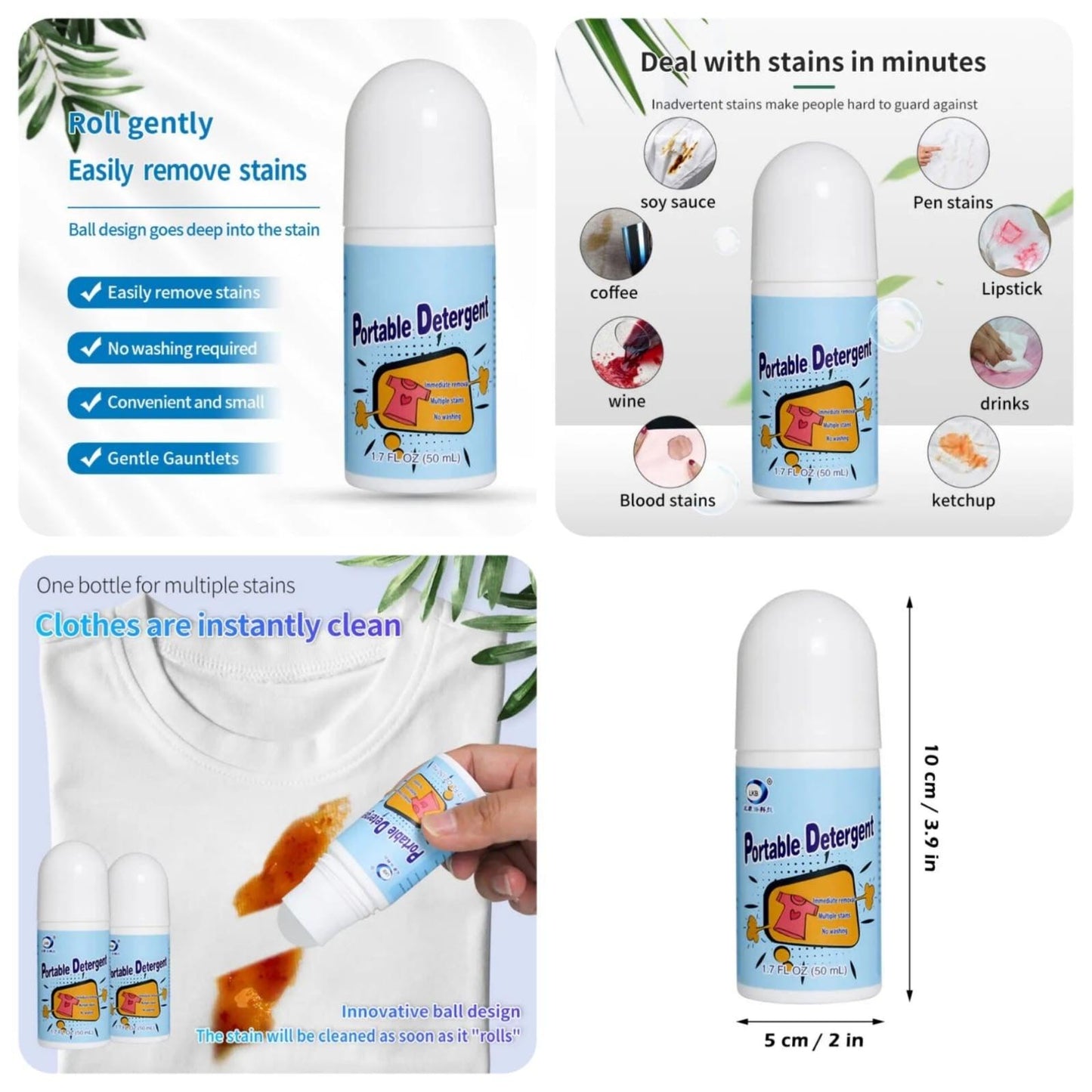 Portable Stain Remover - Rolling Bead Stain Remover for Easy Cleaning and Travel