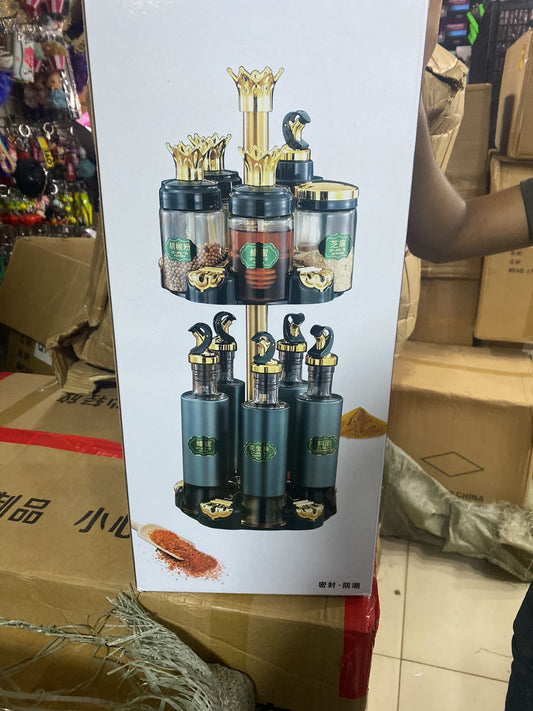 Metal 10-Piece Revolving Jar Set – Heavy Duty Spice Organizer