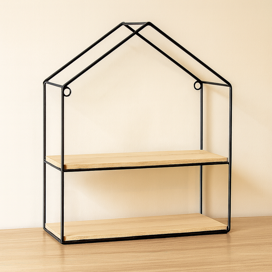 Hut Style Wall Shelf with 2 Tiers – Decorative Storage Organizer